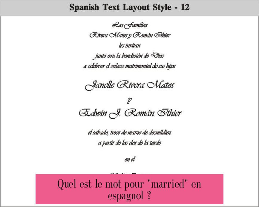 Quel est le mot pour "married" en espagnol ?