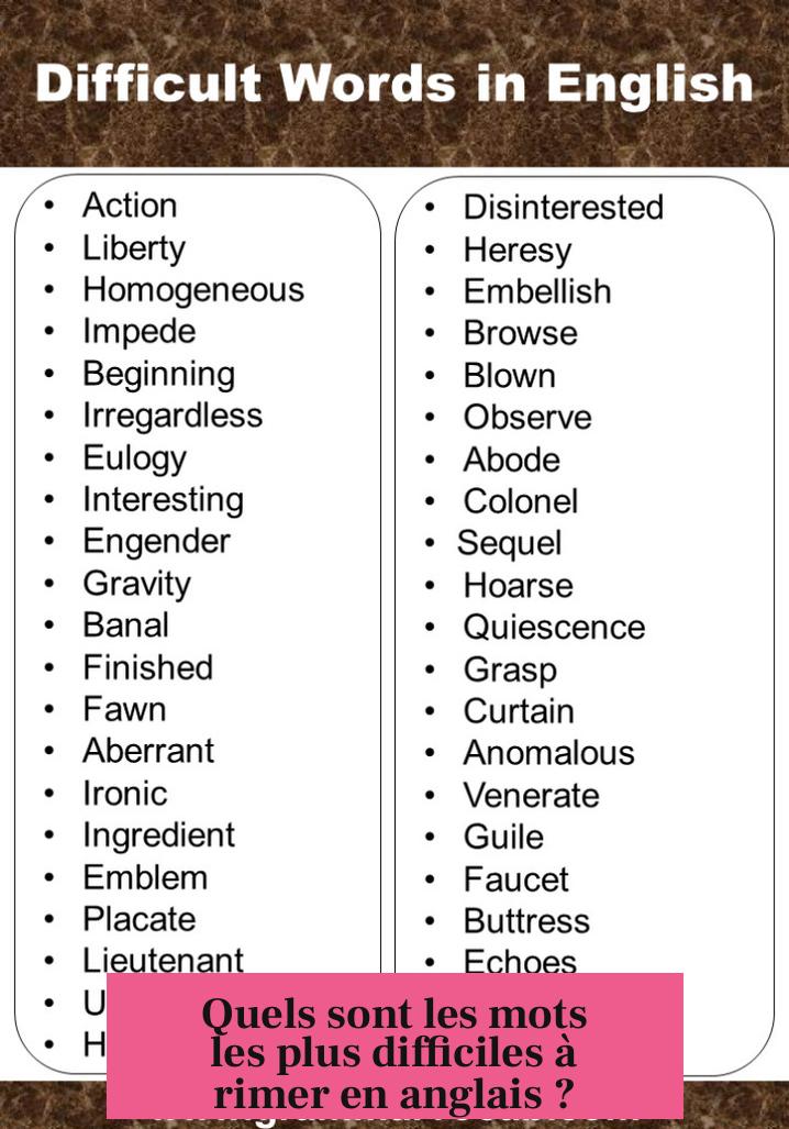 Quels sont les mots les plus difficiles à rimer en anglais ?