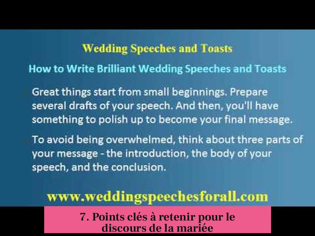7. Points clés à retenir pour le discours de la mariée