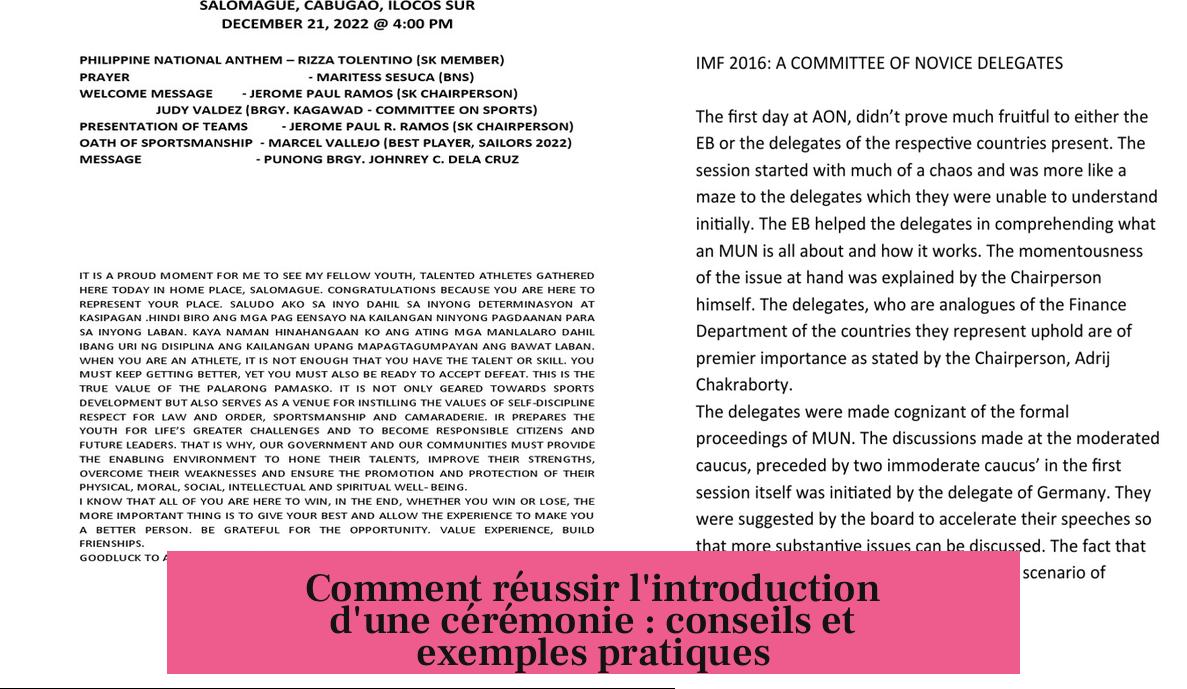 Comment réussir l'introduction d'une cérémonie : conseils et exemples pratiques