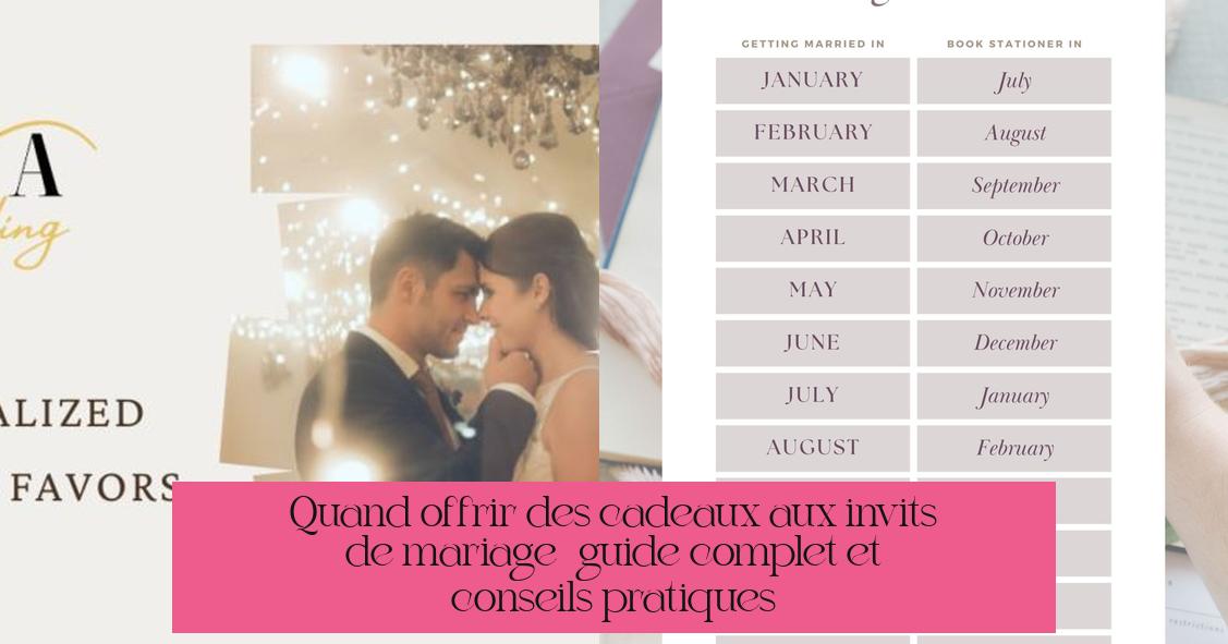 Quand offrir des cadeaux aux invités de mariage : guide complet et conseils pratiques