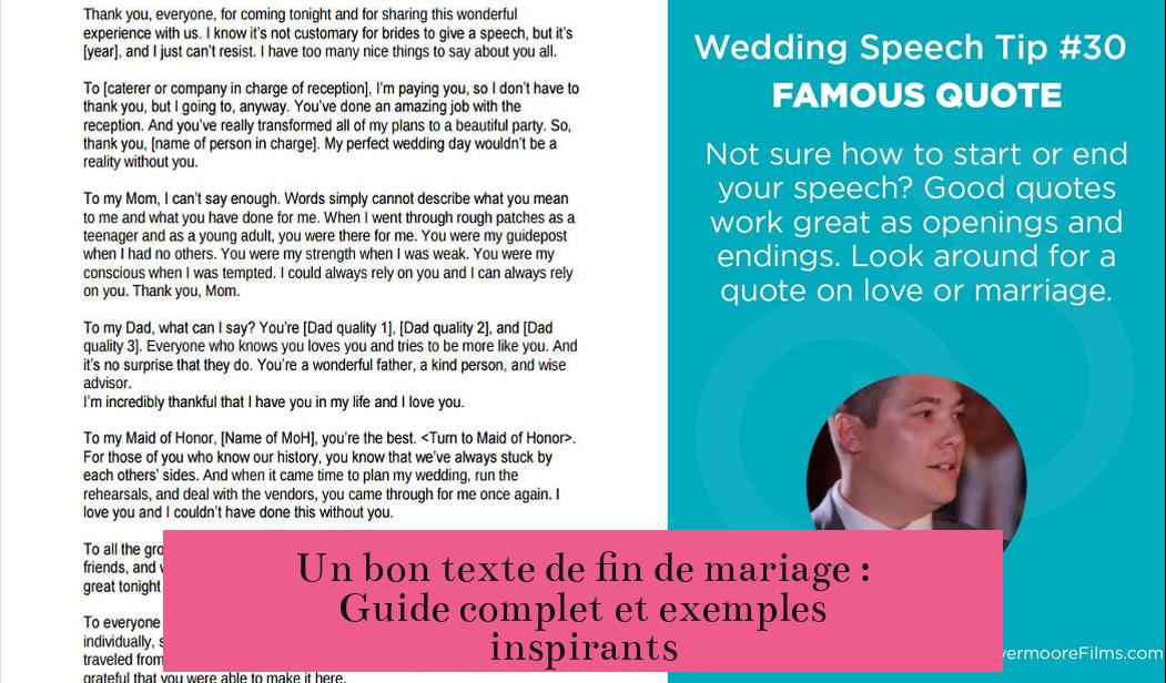 Un bon texte de fin de mariage : Guide complet et exemples inspirants