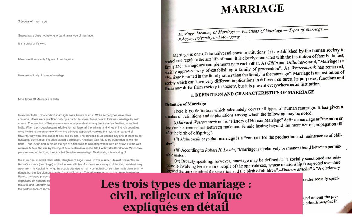 Les trois types de mariage : civil, religieux et laïque expliqués en détail