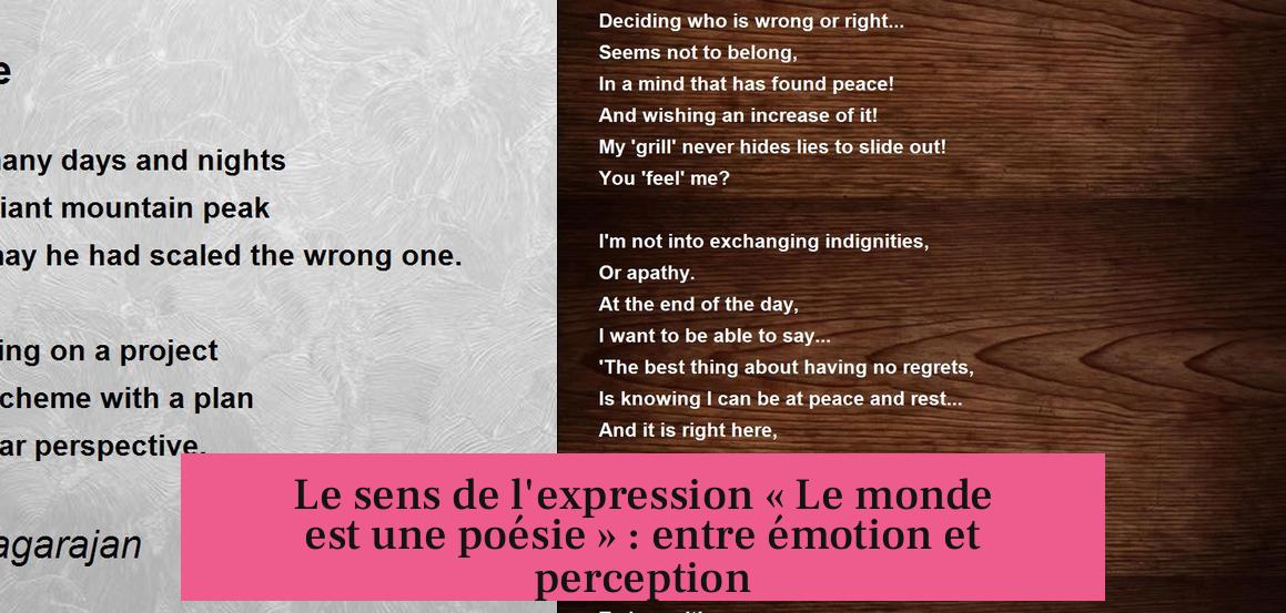 Le sens de l'expression « Le monde est une poésie » : entre émotion et perception