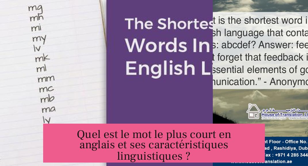Quel est le mot le plus court en anglais et ses caractéristiques linguistiques ?