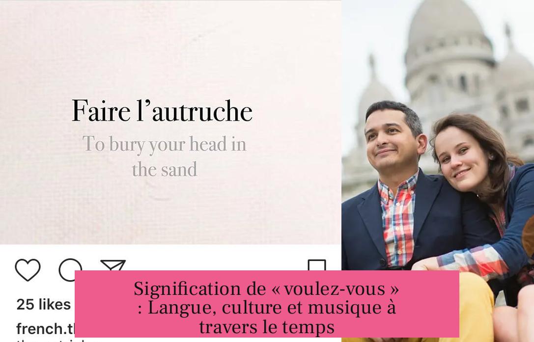 Signification de « voulez-vous » : Langue, culture et musique à travers le temps