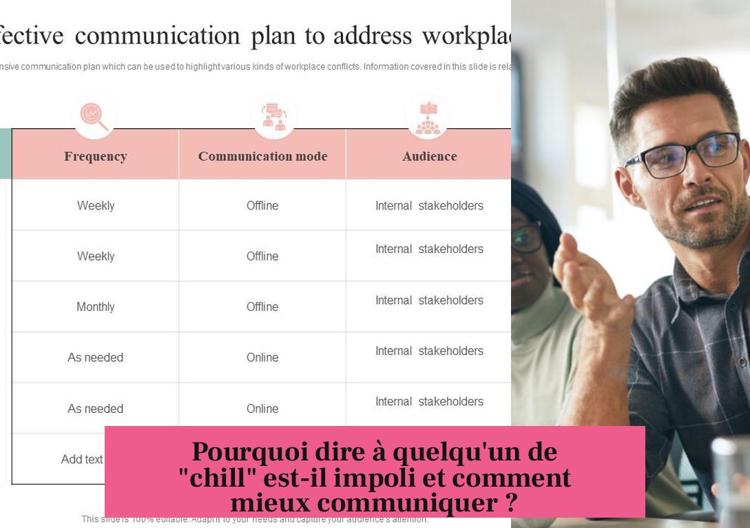 Pourquoi dire à quelqu'un de "chill" est-il impoli et comment mieux communiquer ?